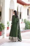 KA 1215 Vichitra Silk Embroiderey Work Gown With Dupatta Wholesale Market In Surat
